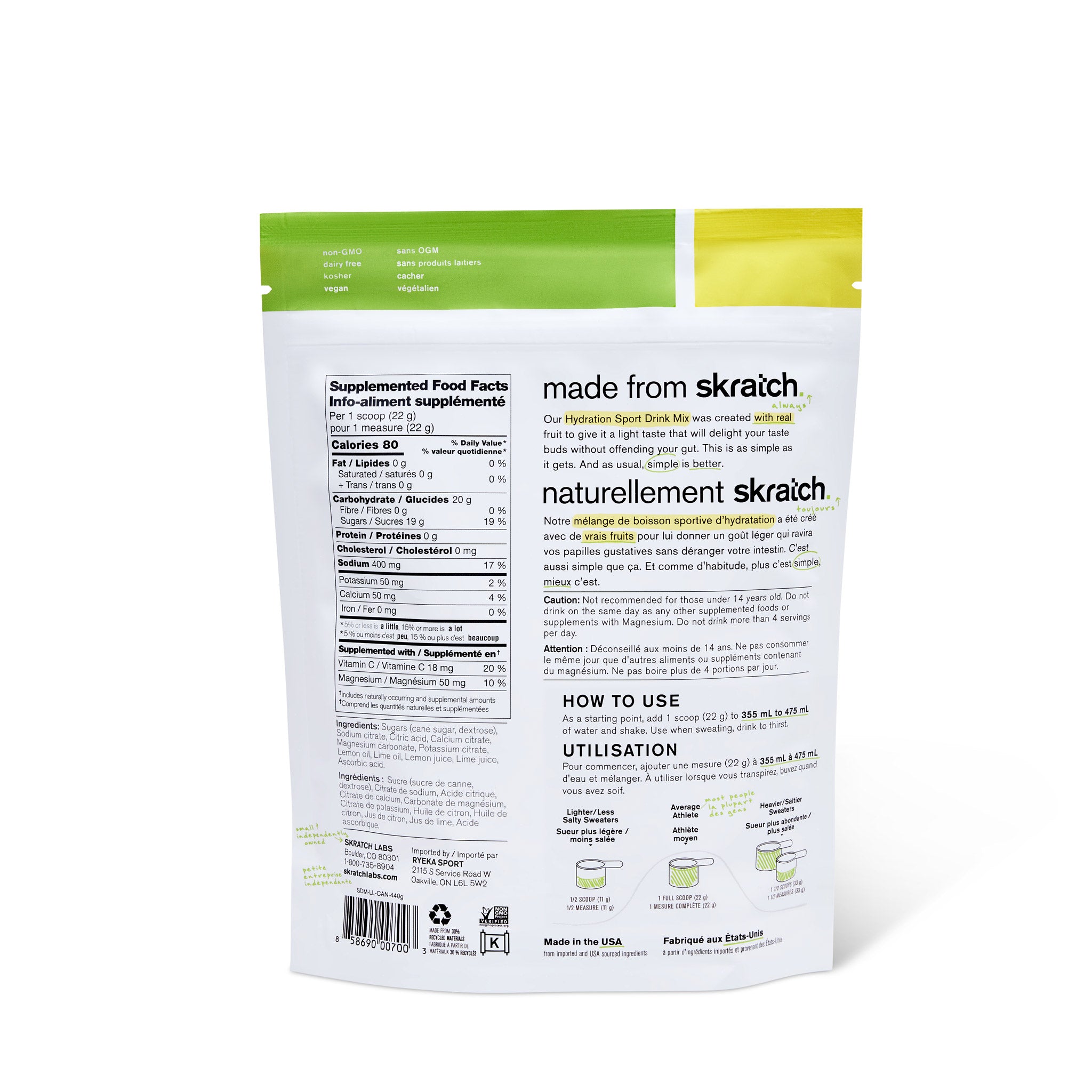 Hydration Sport Drink Mix Lemon + Lime - 20 Servings