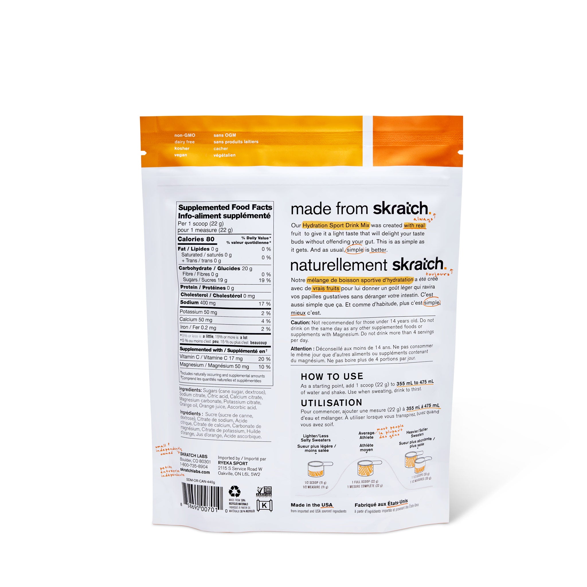 Hydration Sport Drink Mix Orange - 20 Servings