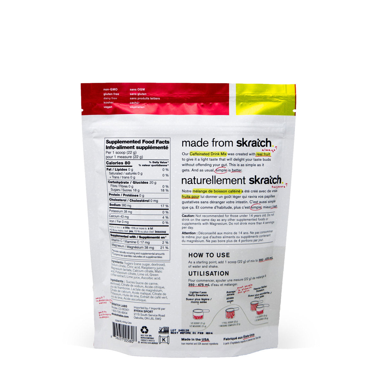 Caffeinated Drink Mix Raspberry Limeade - 20 Servings