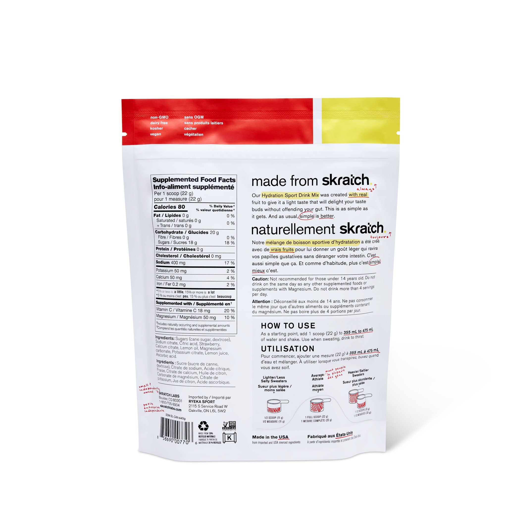 Hydration Sport Drink Mix Strawberry Lemonade - 20 Servings